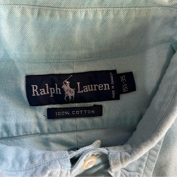 Vintage Ralph Lauren Blue Long Sleeve Button Down Shirt mens size med (15.5/35) - Picture 6 of 9